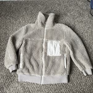 Wilfred Free Aritzia Teddy Jacket Tan Size S Sherpa Zip Oversized Pockets